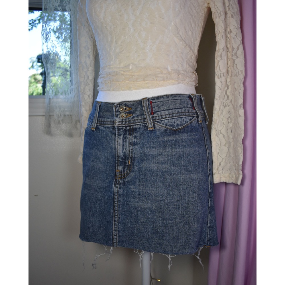 Guess Jeans USA Angelina Jean Low Rise Denim Mini Skirt Blue AF24E564 Size 24